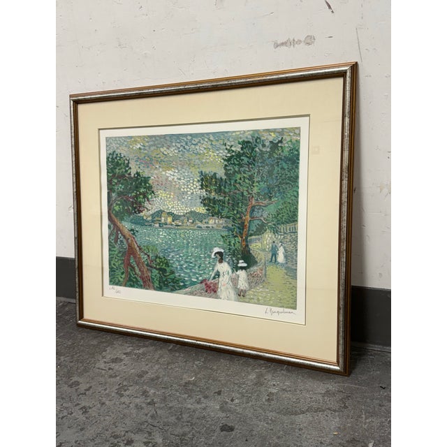 Design Plus Gallery presents a "Sunday in the Park" Signed Lithograph by French artist Lucien Neuquelman (1909-1988)....