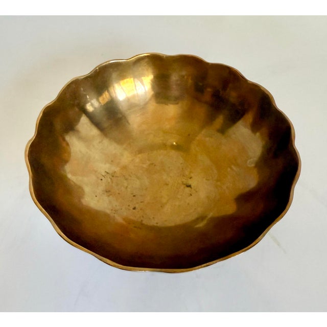 Mid-20th Century Scalloped Brass Finger Bowl For Sale - Image 4 of 9