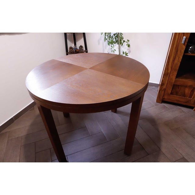 Wood Round Dining Table with Veneered Top, 1960s For Sale - Image 7 of 9
