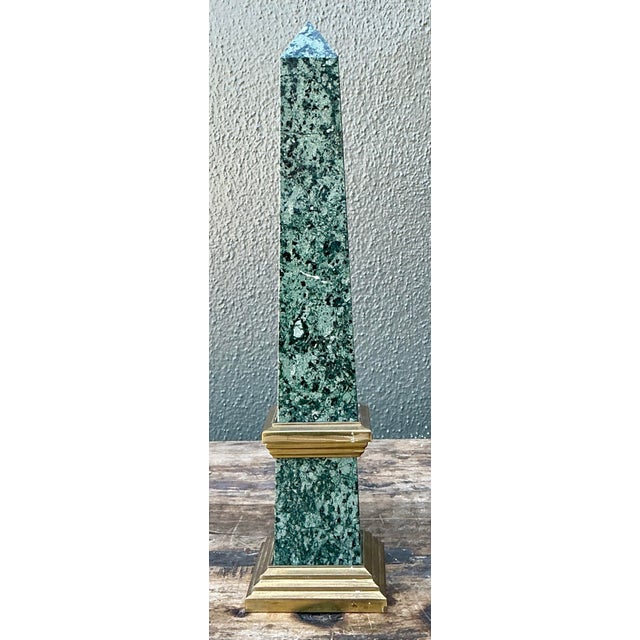 Vintage Neoclassical Green Marble Obelisk For Sale - Image 10 of 12