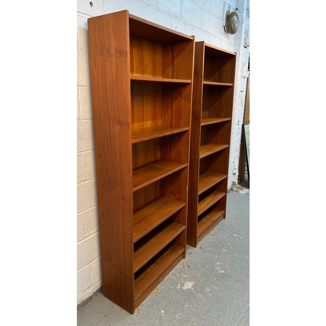 Pair of Mid-Century Modern Danish Teak Tall Bookcases For Sale - Image 4 of 10