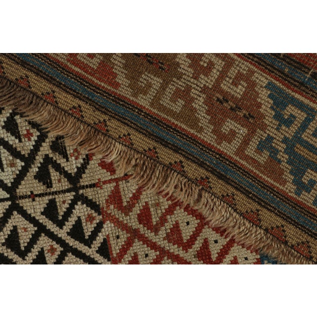 Late 18th Century Antique Kuba Rug in Red and Beige-Brown With Geometric Patterns - Rug & Kilim For Sale - Image 5 of 7