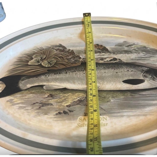 1980s 1980s Portmeirion Compleat Angler Salmon Fish Oval Platter 14" For Sale - Image 5 of 5