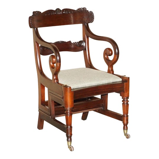 Antique William IV Flamed Hardwood Metamorphic Library Steps, 1830 For Sale