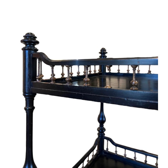 English-Bohemian "Madeleine Castaing" Style Antique Etagère With Casters For Sale - Image 4 of 9