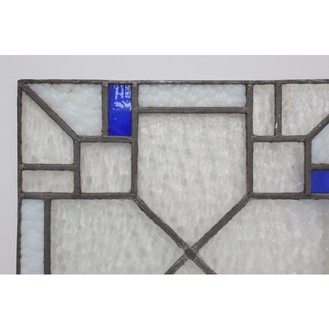 Art Deco Leaded Glass Panel with Geometric Cross Motif, Belgium, 1920 For Sale - Image 9 of 12