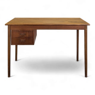 Scandinavian Teak Desk with Suspended Storage Unit For Sale