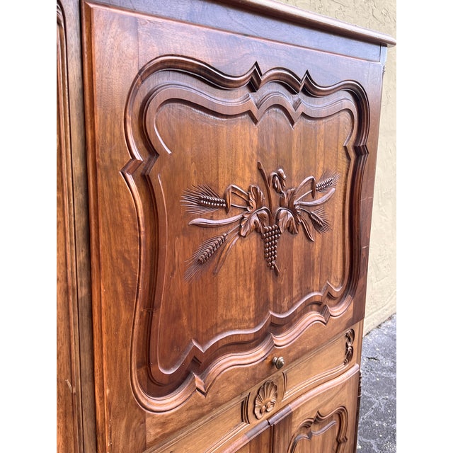 Spanish Fall-Front Secretary Desk in Carved Oak, Spain, Circa 1950 For Sale In Miami - Image 6 of 11