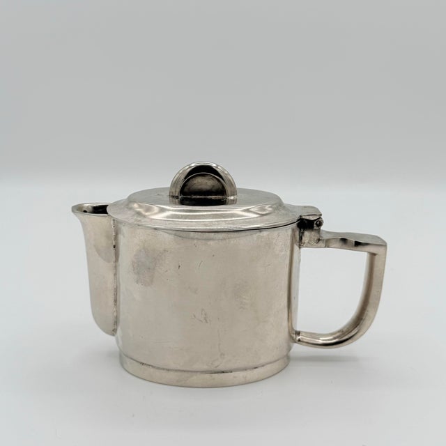 Art Deco Vintage Art Deco Teapot in the Gio Ponti for Berndorf Design, Silver-Tone Metal For Sale - Image 3 of 8