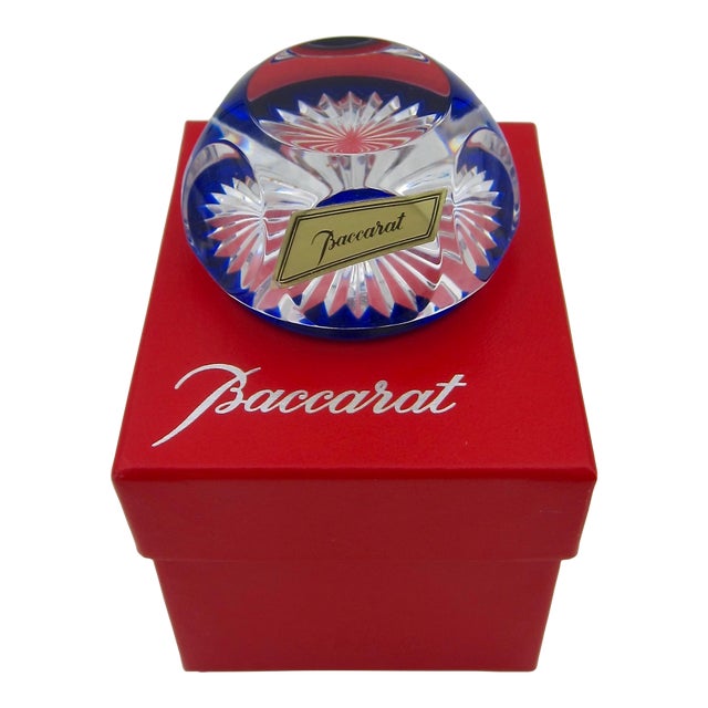 French Baccarat Art Glass Paperweight With Original Box For Sale