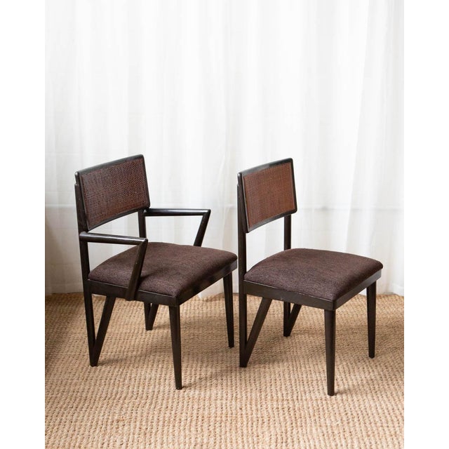 Mid-Century Modern 1950s John Stuart Mid-Century Modern Cane and Wood Dining Chairs For Sale - Image 3 of 13