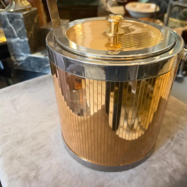 1970s Stunning Mid-Century Modern Brass and Silver Plated Ice Bucket by Lidian For Sale - Image 6 of 16