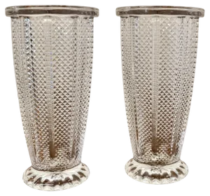 Large Art Deco French Glass Vases, 1950, Set of 2