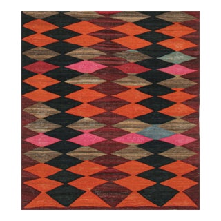 Vintage Persian Karadagh Tribal Kilim in Polychromatic Diamonds by Rug & Kilim-4'6''x5' For Sale