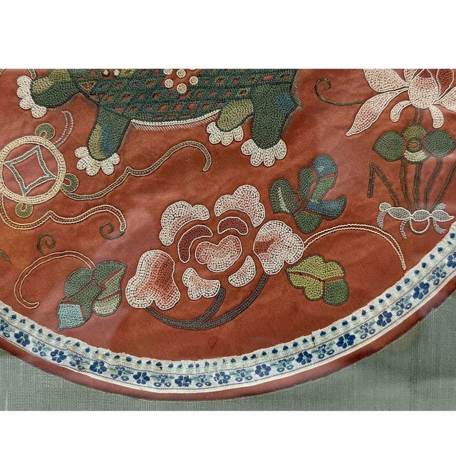 1900 - 1909 Framed Antique Chinese Qing Dynasty Embroidery For Sale - Image 5 of 8