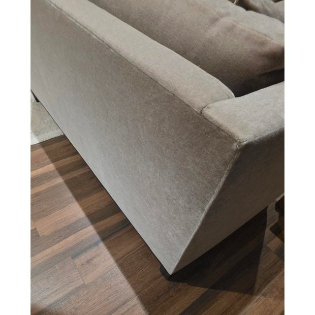 American Ebanista Martine Tuxedo Arm Mohair Sofa Dark Walnut Finish For Sale - Image 3 of 6