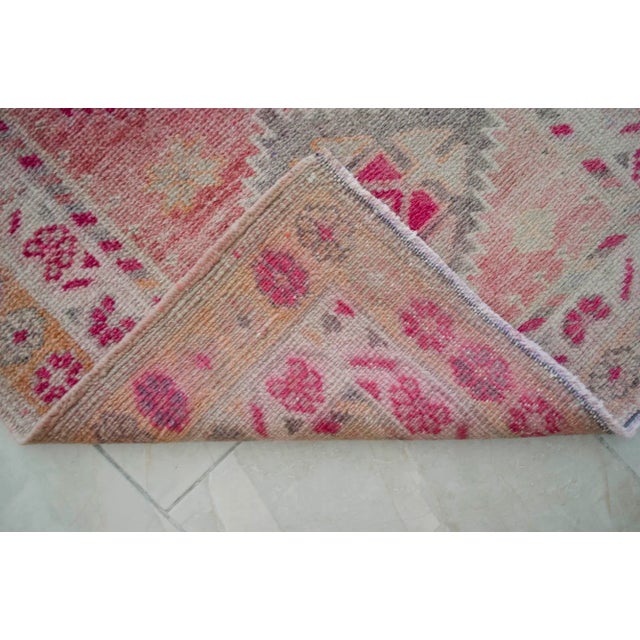 1970s Pink Kurdish Herki Hand-Knotted Distressed Runner For Sale - Image 10 of 12