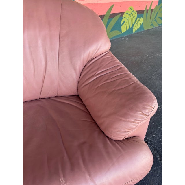 Postmod Pink Leather Loveseat W/ Otto For Sale - Image 9 of 18