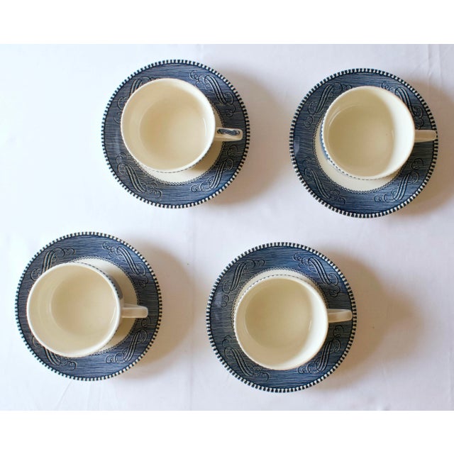 Mid 20th Century Mid 20th Century Currier & Ives Cups and Saucers Set- 8 Pieces For Sale - Image 5 of 8