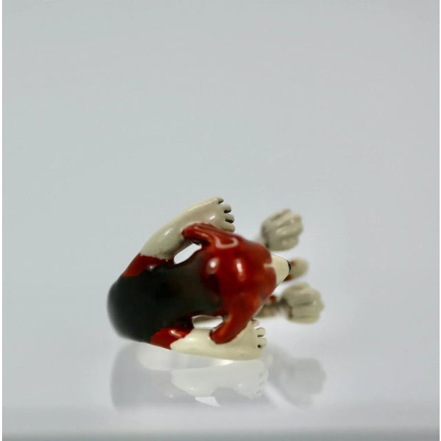 Enamel on Silver Ceramic Beagle Dog Ring Size 6.5 For Sale - Image 10 of 12