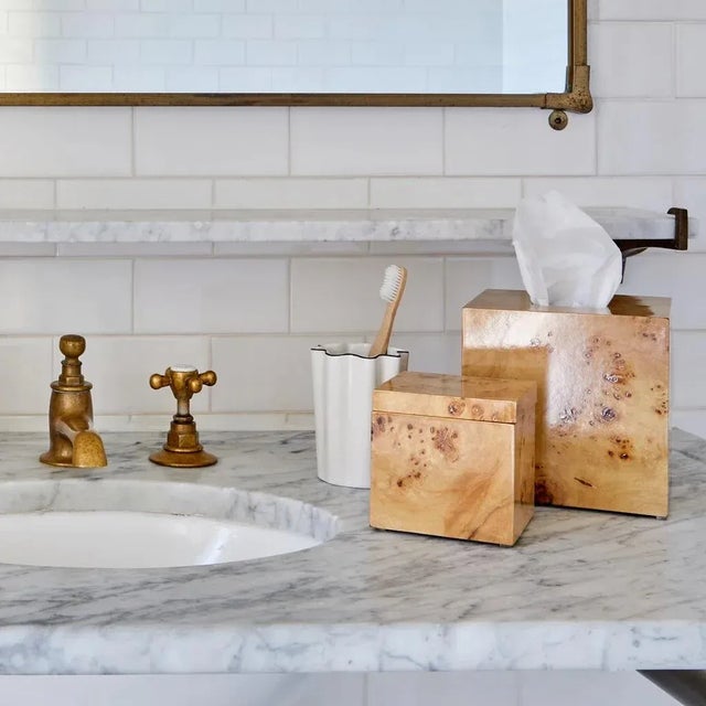 Rustic Mesa Burl Wood Bath Accessories - Cotton Jar For Sale - Image 3 of 4