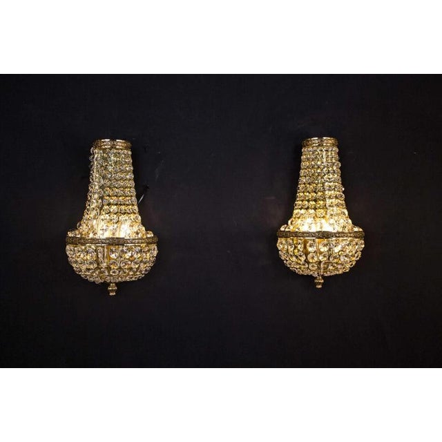 Crystal and Brass Wall Lamps, Set of 2 For Sale - Image 6 of 8
