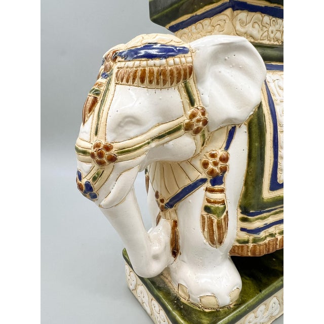 Cream Vintage Ceramic Elephant Plant Stand – Chinoiserie / Hollywood Regency / Asian Inspired For Sale - Image 8 of 12
