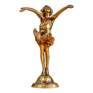 1910s The Good Fairy | Brass McCutcheon Statuette; Signed, Dated For Sale