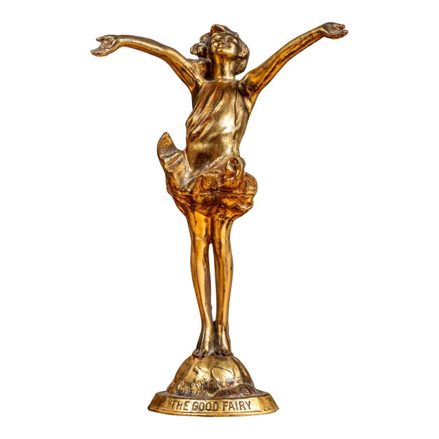 1910s The Good Fairy | Brass McCutcheon Statuette; Signed, Dated For Sale