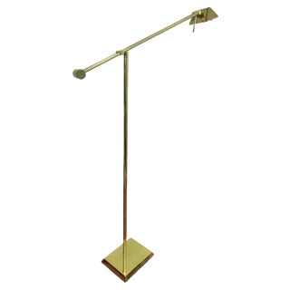 Brass Counter Balance Floor Reading Lamp from Hilleband, 1970s For Sale
