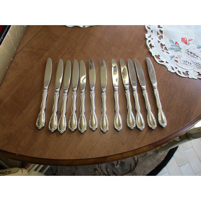 Metal 1971 Vintage Noritake Flatware Table Service New in Box Serenade With Hostess Set 12 Place Settings - 76pcs For Sale - Image 7 of 12