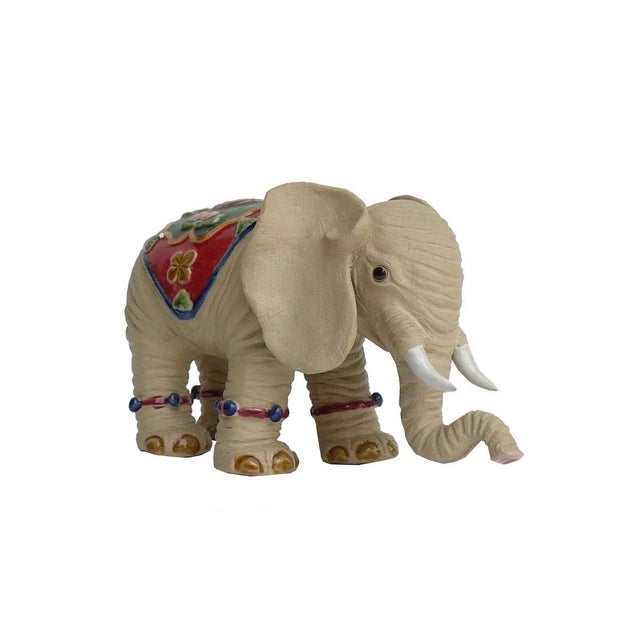 2010s Pair Handmade Ceramic Lovely Elephant With Beautiful Jewelry Decor Statue For Sale - Image 5 of 7