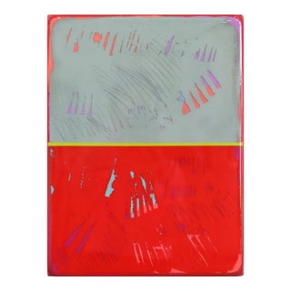 The Window 333 - Modern Resin Minimalist Red Two Tone Color Field Abstract Original Artwork by Ricky Hunt For Sale