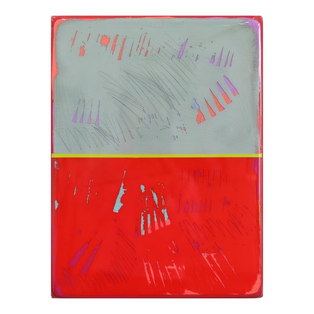 The Window 333 - Modern Resin Minimalist Red Two Tone Color Field Abstract Original Artwork by Ricky Hunt For Sale
