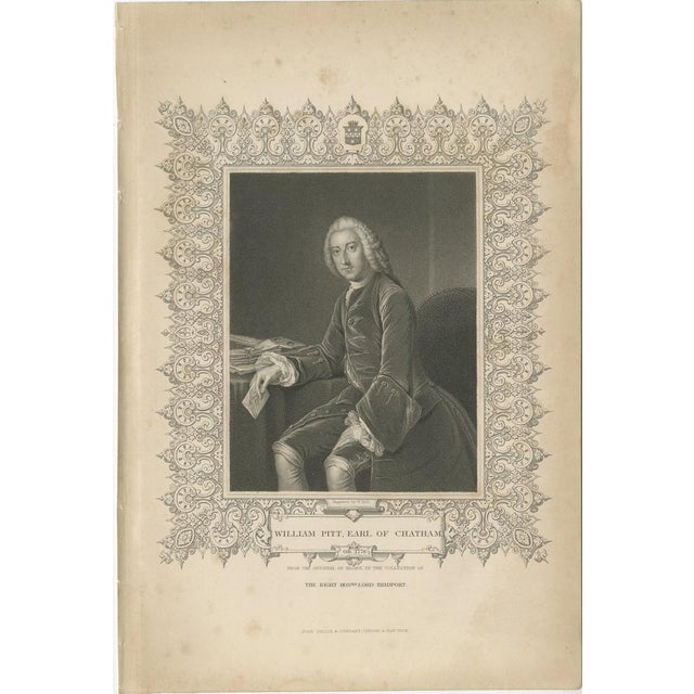 Antique Portrait of William Pitt Earl of Chatham, 1850 For Sale - Image 3 of 9