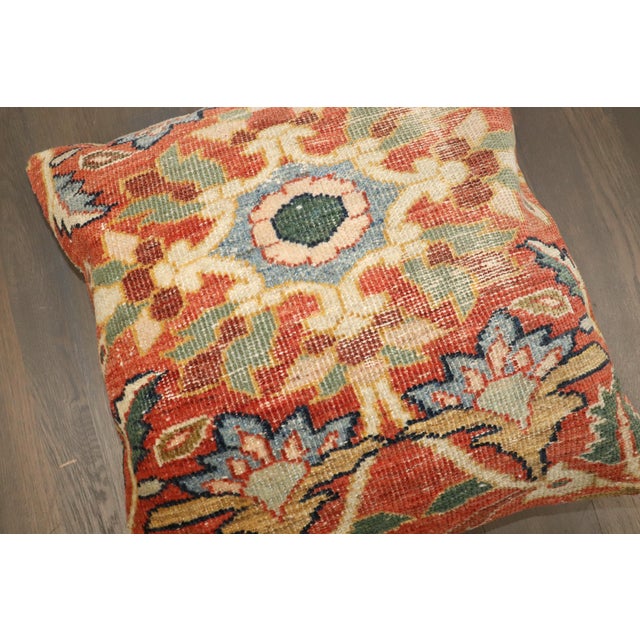 Traditional Antique Mahal Large Rug Square Pillow For Sale - Image 3 of 3