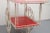 French garden serving trolley. Construction made of curved metal, painted white. Inserts made of red Formica coated...