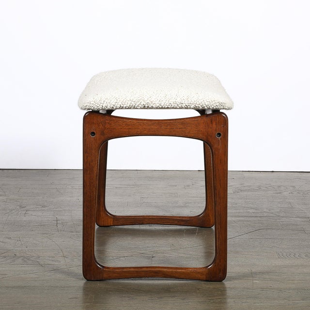 Mid-Century Sculptural Walnut Stool in Holly Hunt Bouclé Vamdrup Stolefabrik For Sale - Image 12 of 12