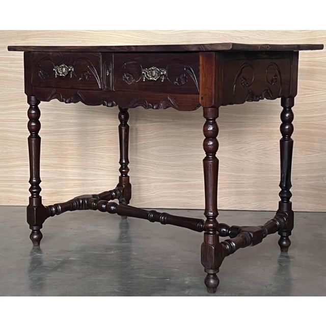 Early 20th Century Spanish Country Pine "Mobila " Sofa Table or Console table with Drawer For Sale - Image 16 of 18
