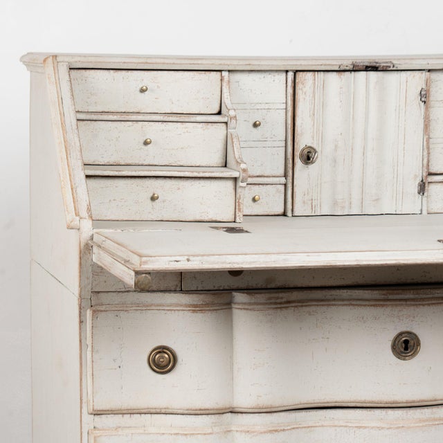 White 19th Century Swedish White Rococo Secretary Bureau For Sale - Image 8 of 13