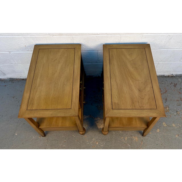 Mid 20th Century Pair of Mid 20th Century Walnut and Brass Nightstands by White Furniture For Sale - Image 5 of 12