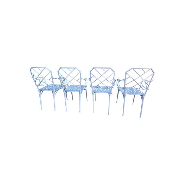 4 Calcutta Faux Bamboo Outdoor Armchairs Set by Hall Bradley for Brown Jordan For Sale - Image 9 of 10