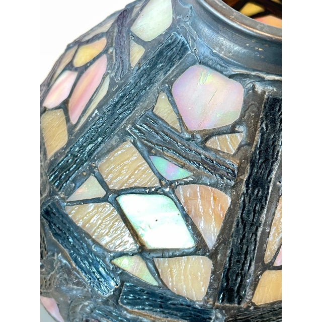 Art Deco Vintage Tiffany Style Leaded Glass Stained Glass Shades for Pendant / Chandelier - Set of 3 For Sale - Image 3 of 12
