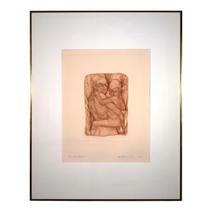 1977 Mere Afrique Modern Signed & Framed Etching on Paper 58/300 by Guillaume Azoulay