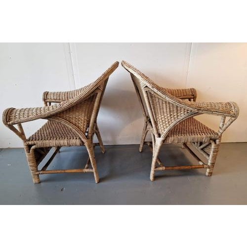 Vintage Burmese Woven Rattan Lounge Chairs, Set of 2 For Sale - Image 6 of 11