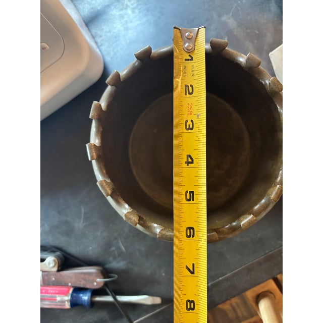Very unusual Maxwell Earthgender planter/vase in olive green with a floral motif. The top crown like form seems to be very...