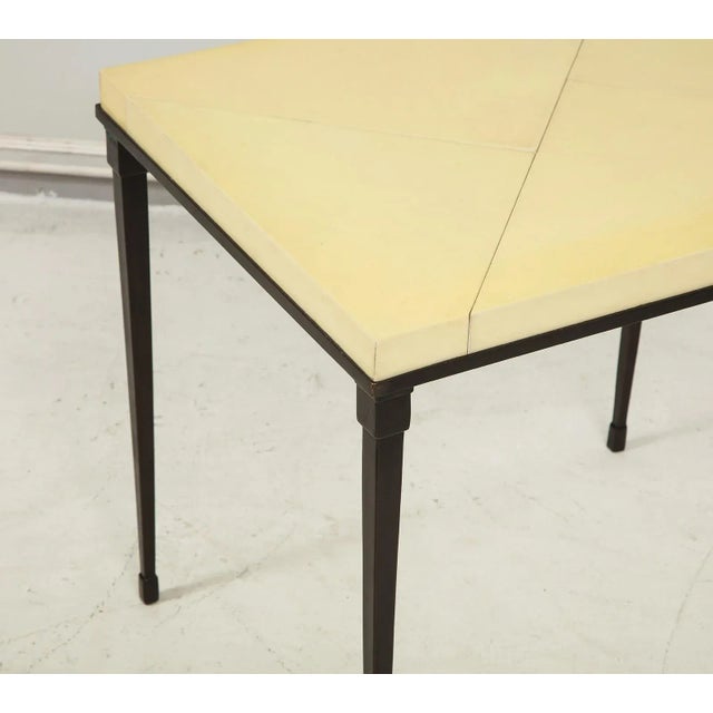 Bespoke Parchment-Top Table With Iron Base For Sale - Image 9 of 11