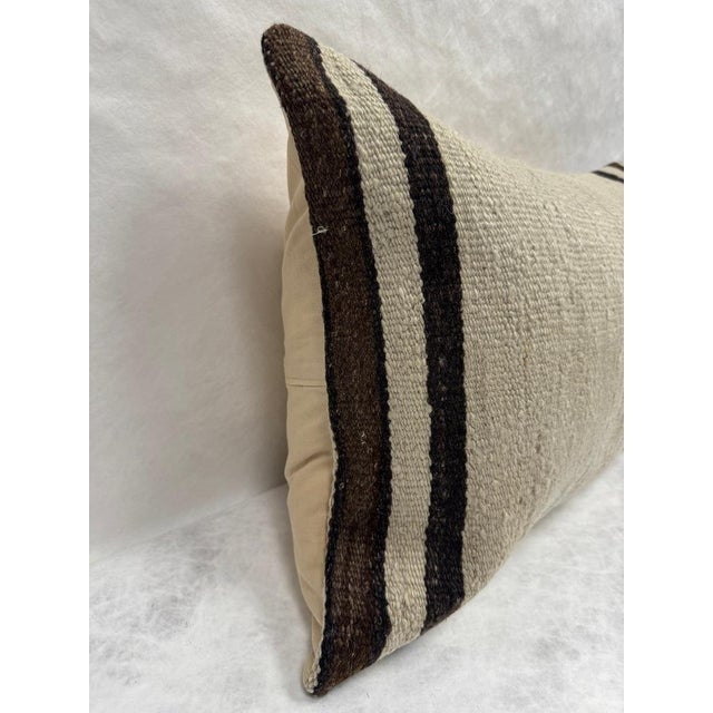 Turkish Hemp Pillow Cushion Natural Brown Beige Pillow Cushion Cover 16" x 24" For Sale - Image 4 of 4