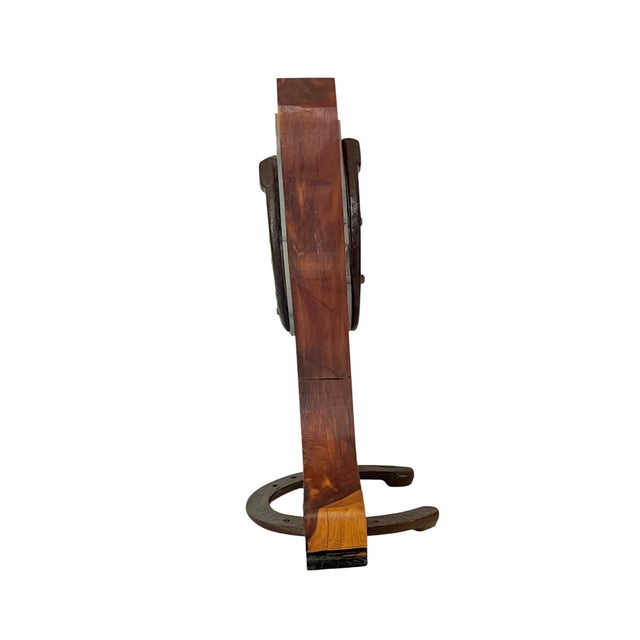 Mid 20th Century Vintage Western Folk Art Cowboy Boot Coin Bank With Horseshoe & Brass Bell – Handcrafted Rustic For Sale - Image 5 of 11