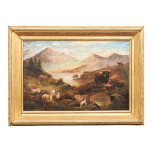 19th C. English Landscape W/Highland Cattle - Signed